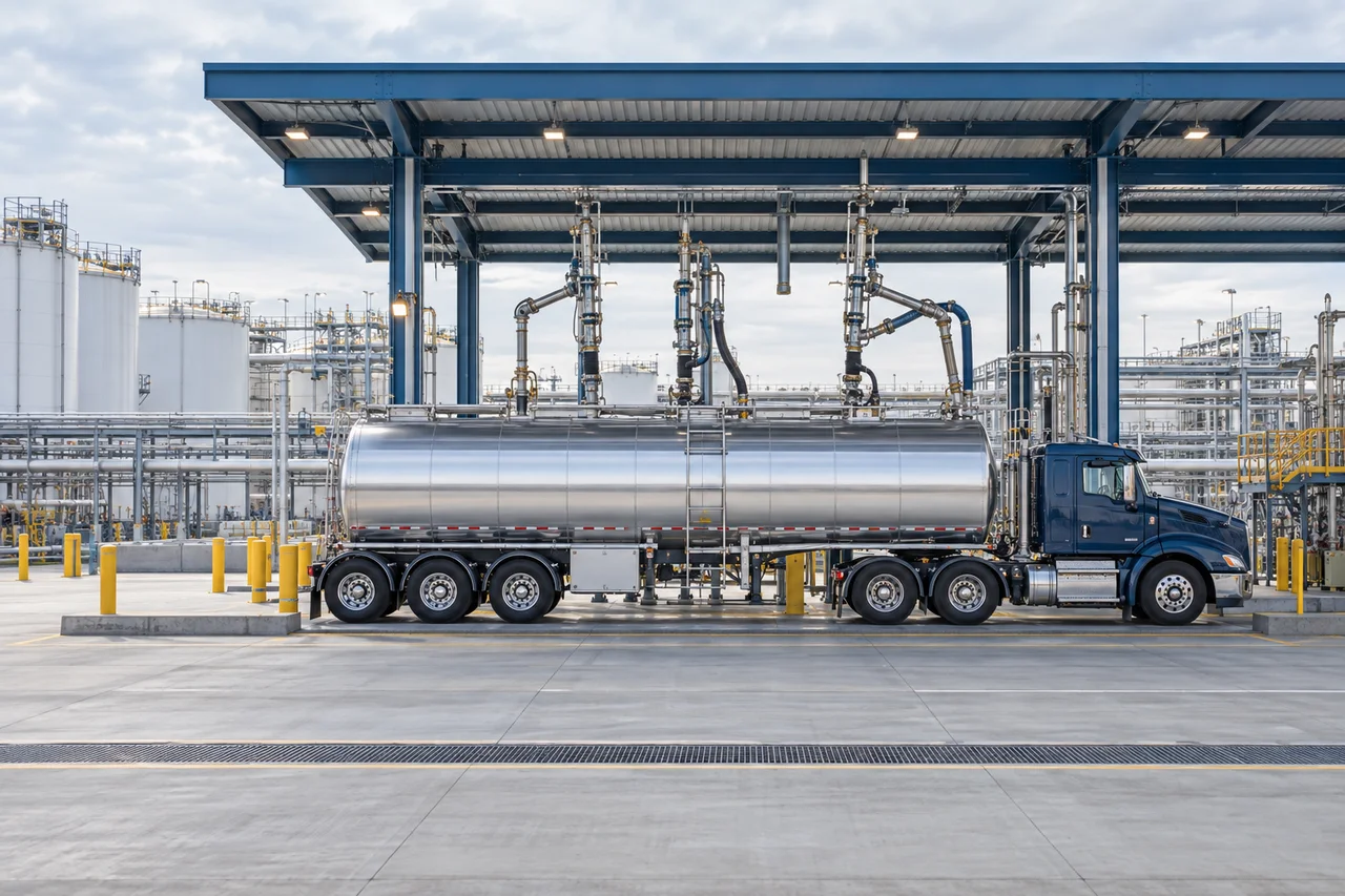 Escena ilustrativa de despacho de combustible en una terminal de carrotanques