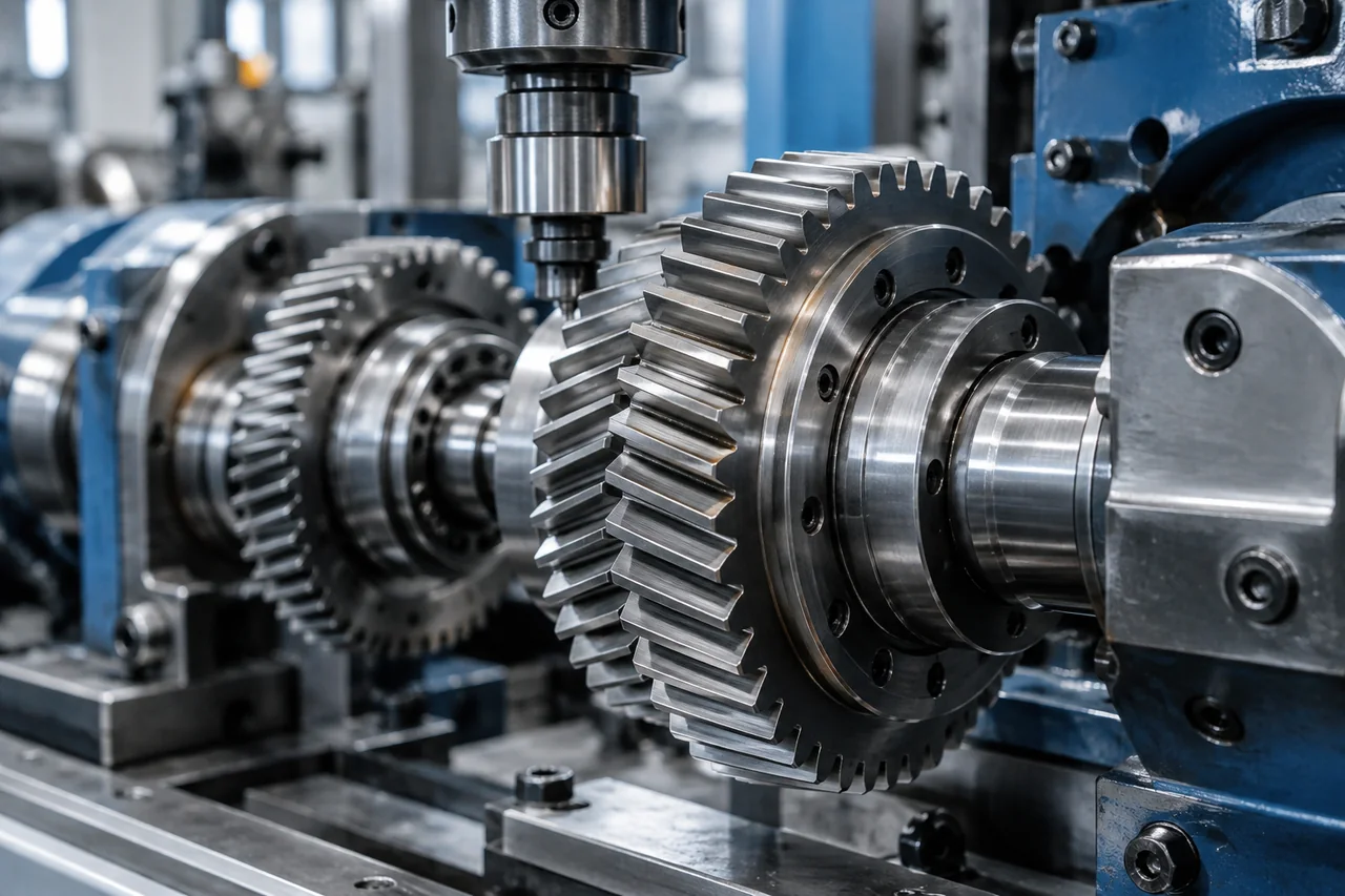 Detalle ilustrativo de engranajes industriales
